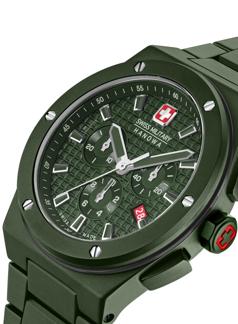 SWISS MILITARY HANOWA Men's Swiss Military Hanowa Sidewinder Ceramic Watch for Men with Green Ceramic Strap 10 Atm - SMWGI0002282