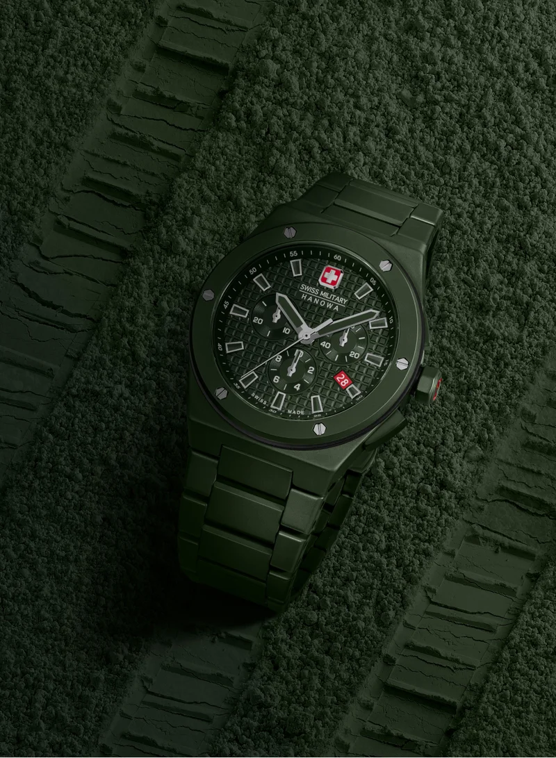 SWISS MILITARY HANOWA Men's Swiss Military Hanowa Sidewinder Ceramic Watch for Men with Green Ceramic Strap 10 Atm - SMWGI0002282