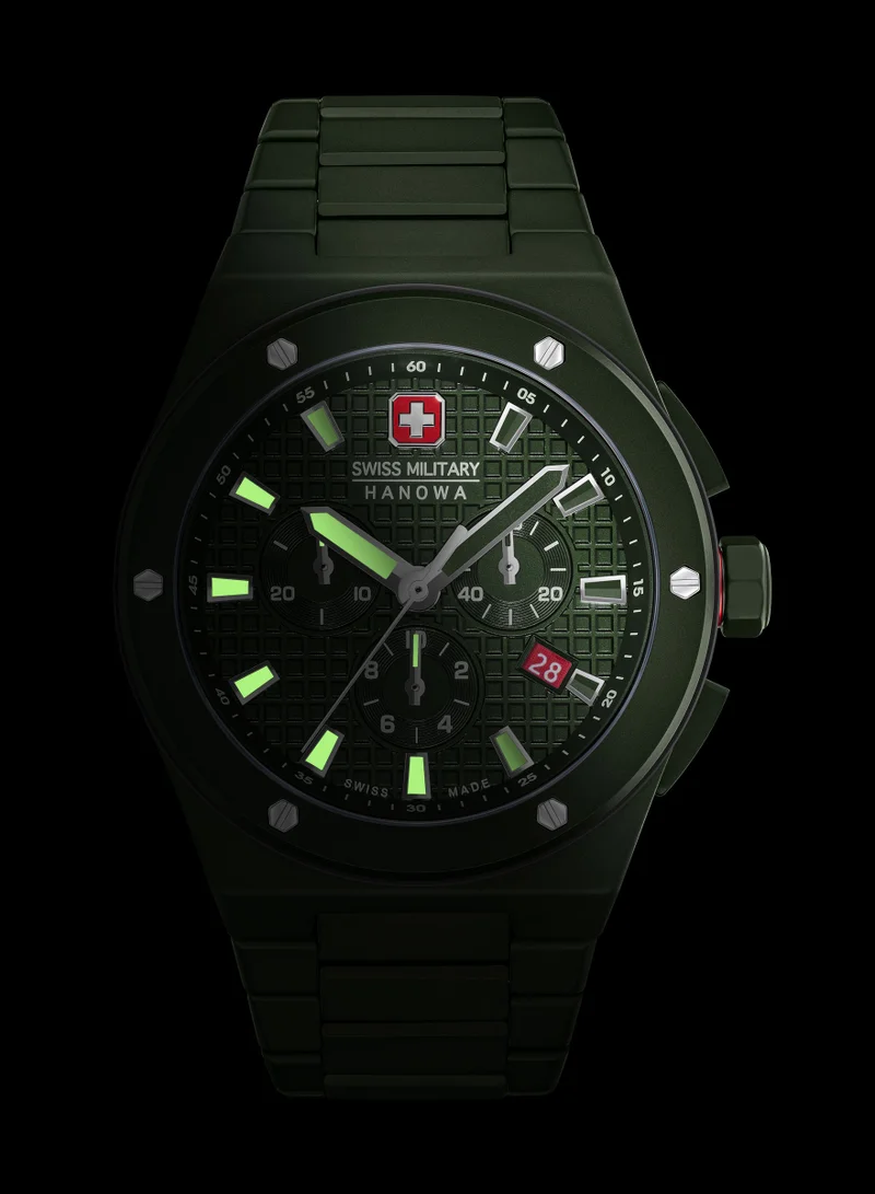 SWISS MILITARY HANOWA Men's Swiss Military Hanowa Sidewinder Ceramic Watch for Men with Green Ceramic Strap 10 Atm - SMWGI0002282