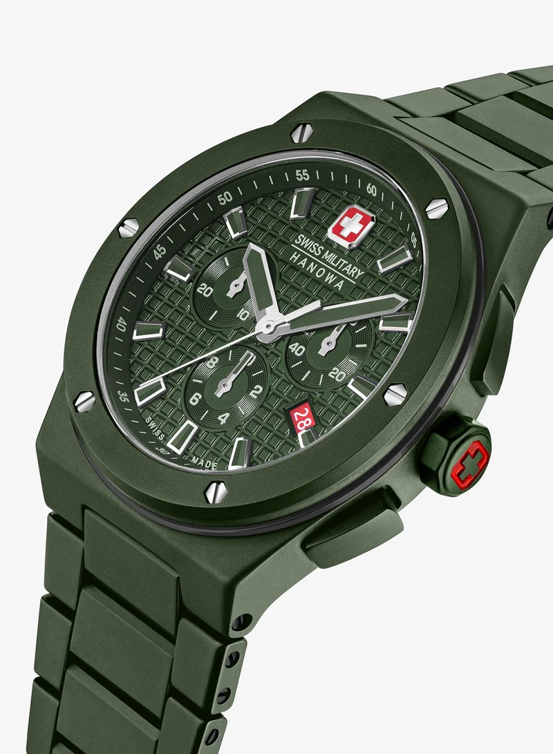 SWISS MILITARY HANOWA Swiss Military Hanowa Sidewinder Ceramic Watch for Men with Green Ceramic Strap 10 Atm - SMWGI0002282