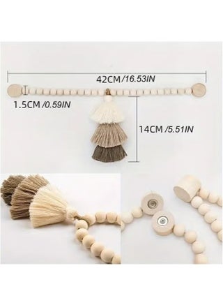 2-piece curtain tie,Curtain straps,featuring wooden bead ties, offering a touch of luxury with French handmade gauze curtain ties and rope curtain buckles - view 3