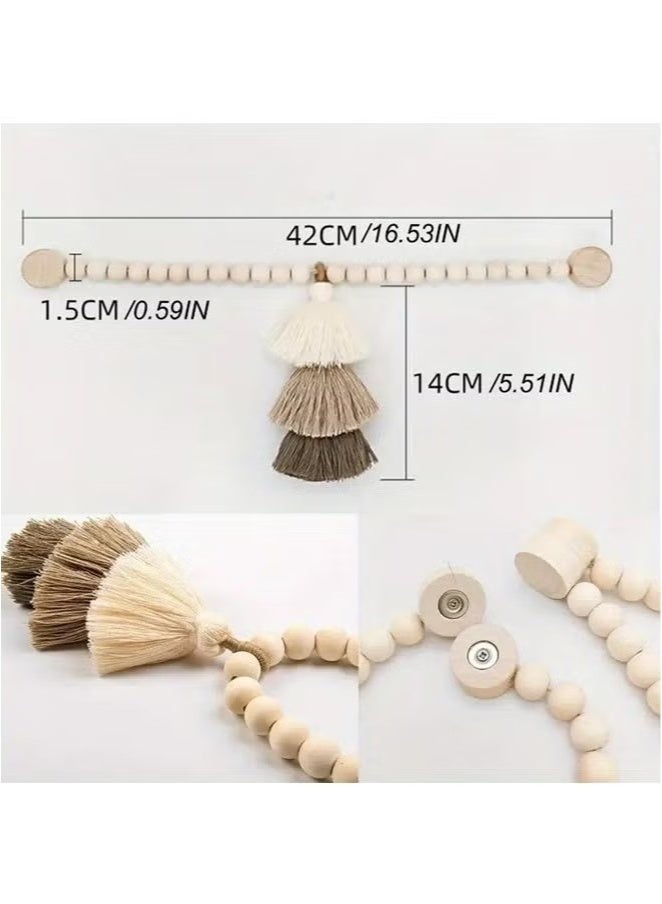 OMEVE 2-piece curtain tie,Curtain straps,featuring wooden bead ties, offering a touch of luxury with French handmade gauze curtain ties and rope curtain buckles  - Image 3
