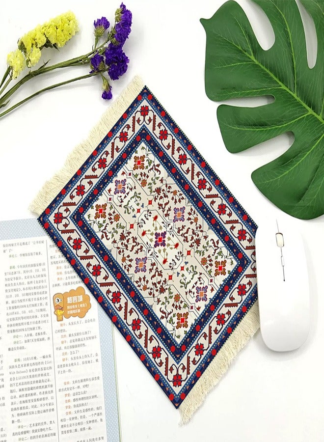 Aramu Vintage Mini Mouse Pad Coasters Oriental Mousepad Floral Style Funny Desk Mat Coasters Graduation Gift for Boho Doll House Rug with Anti Slip Rubber Base for Desk(Classic Style) - Image 1