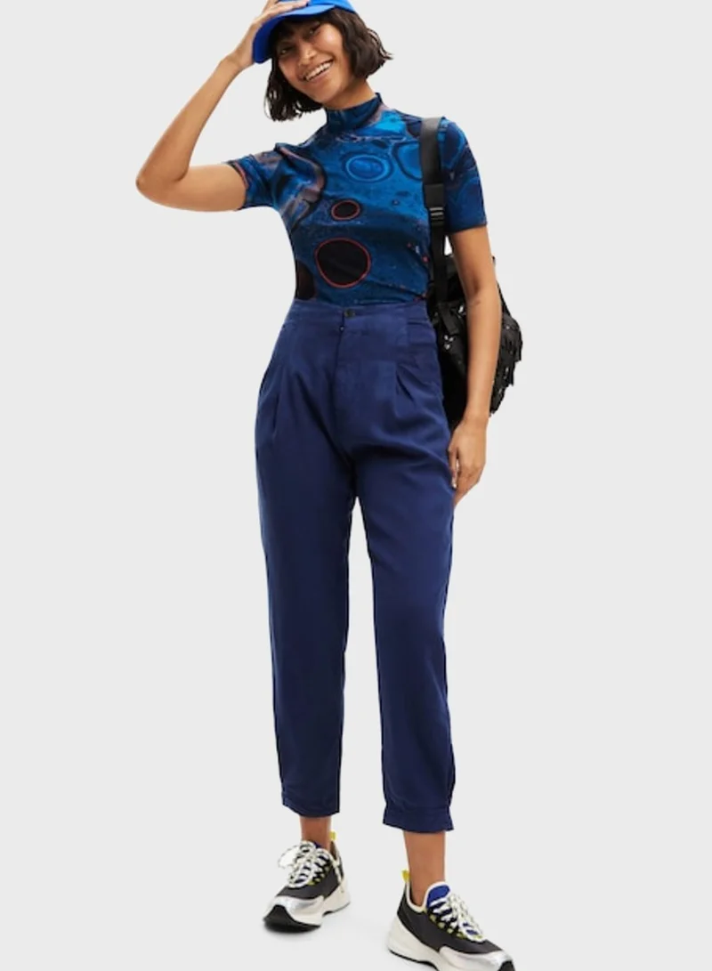 DESIGUAL Printed High Neck T-Shirt