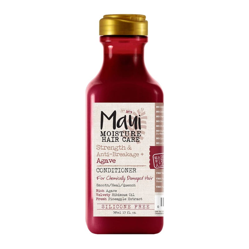 Maui Moisture Strength AntiBreakage Moisturizing Agave Conditioner for Color Treated or Chemically Damaged Hair Vegan Silicone ParabenFree SulfateFree Surfactants hibiscus 13 Fl Oz