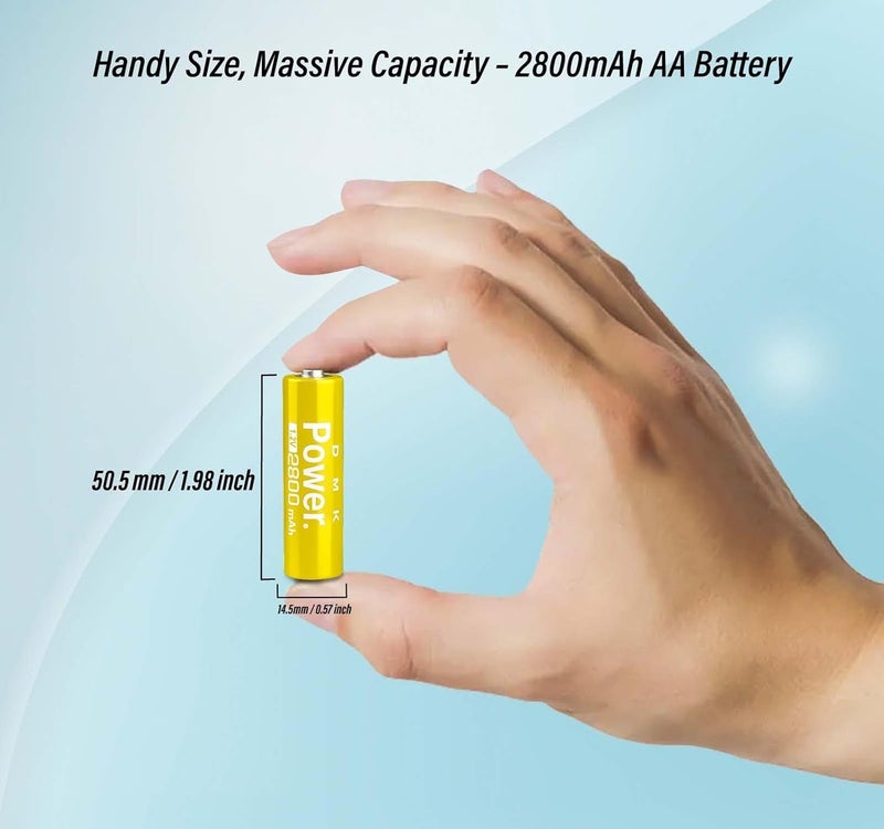 DMK Power Rechargeable AA Batteries,2800mAh High Capacity Batteries 1.2V NiMH Low Self Discharge (GOLD, 4 PIECES) - Image 4