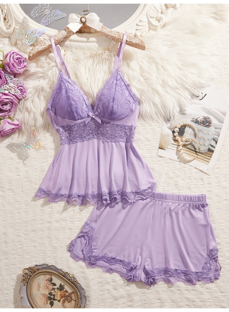 مجموعة فستان النوم بالحزام الليسي المودال للمنزل - Image 1