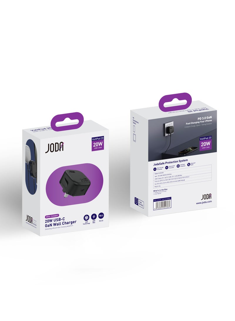 جودا شاحن حائط JODA VoltPod 20 GaN: محول شحن سريع USB-C PD بقوة 20 واط - Image 2