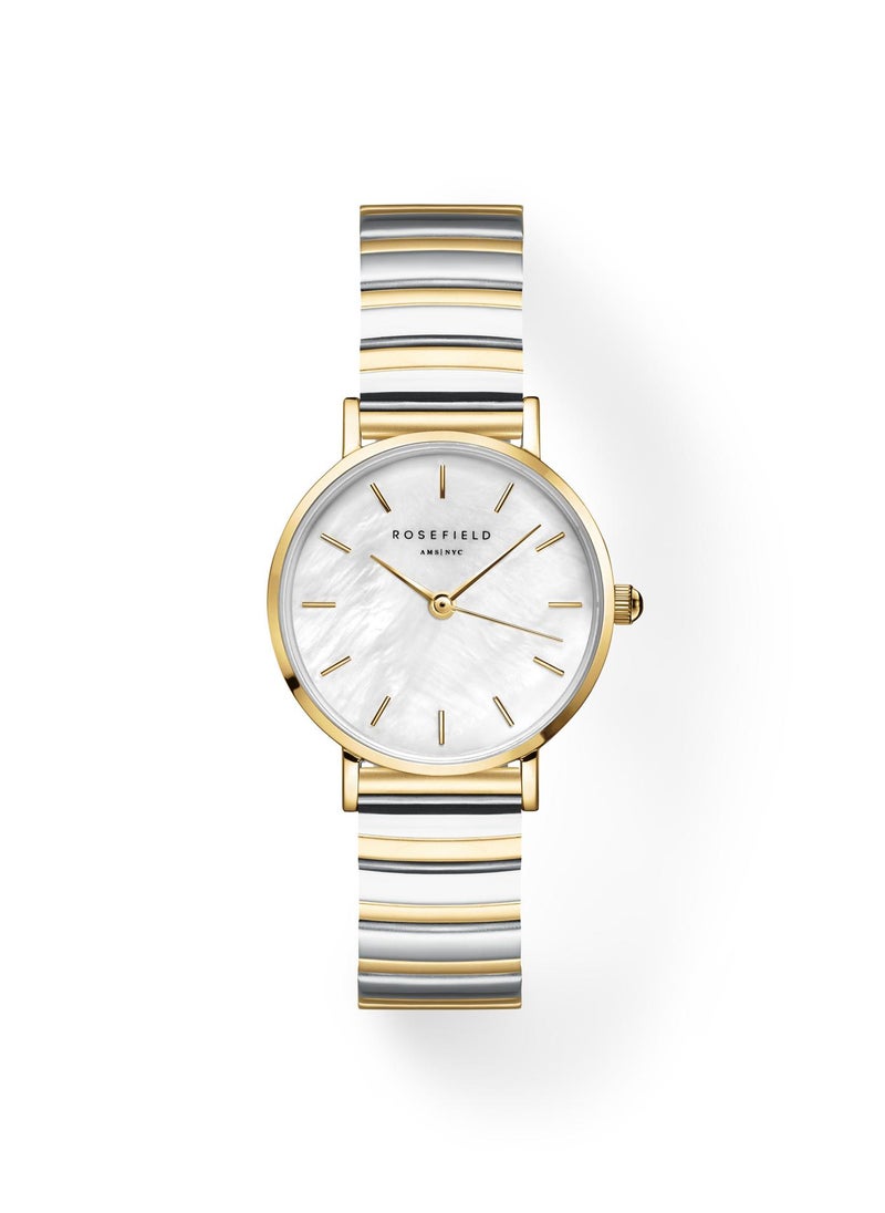 RoseField - Rosefield Small Edit White MOP Half-Moon Steel Duotone Women Watch - SEWDSG-SE03 - Image 1