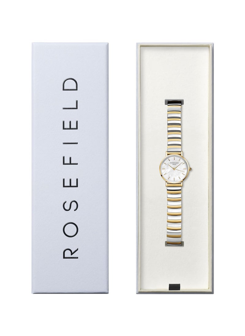 RoseField - Rosefield Small Edit White MOP Half-Moon Steel Duotone Women Watch - SEWDSG-SE03 - Image 1