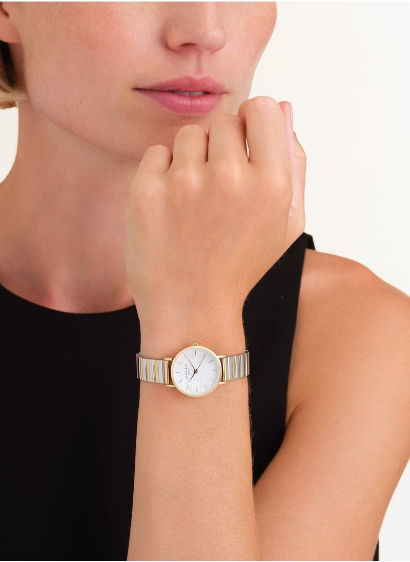 RoseField - Rosefield Small Edit White MOP Half-Moon Steel Duotone Women Watch - SEWDSG-SE03 - Image 1