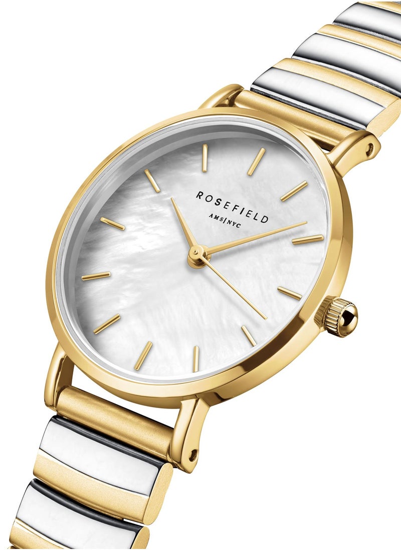 RoseField - Rosefield Small Edit White MOP Half-Moon Steel Duotone Women Watch - SEWDSG-SE03 - Image 1