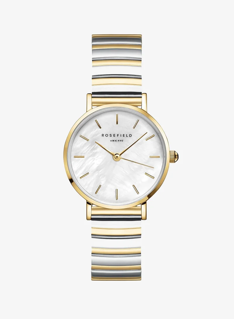 Rosefield Rosefield Small Edit White MOP Half-Moon Steel Duotone Women Watch - SEWDSG-SE03