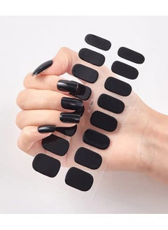 ORiTi 16 Pieces Nail Art Polish Sticker Nail Stripes Self-adhesive, Pure Color Nail Stickers - Black  - Image 1
