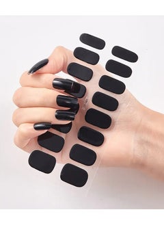 ORiTi 16 Pieces Nail Art Polish Sticker Nail Stripes Self-adhesive, Pure Color Nail Stickers - Black  - Image 2