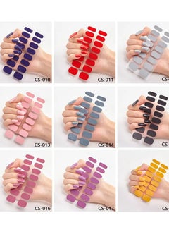 ORiTi 16 Pieces Nail Art Polish Sticker Nail Stripes Self-adhesive, Pure Color Nail Stickers - Black  - Image 5