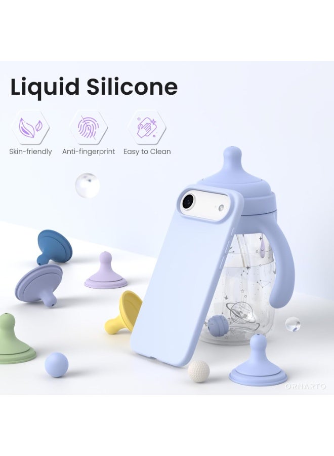 Denx Silicone Case Compatible with iPhone 17 Air, Slim Liquid Silicone Phone Case with 3-Layer Soft Rubber Shockproof Bumper with TPU Lining (Sky Blue) - Image 2