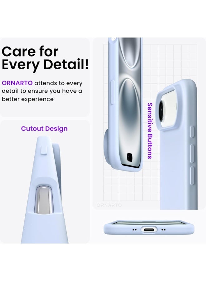 Denx Silicone Case Compatible with iPhone 17 Air, Slim Liquid Silicone Phone Case with 3-Layer Soft Rubber Shockproof Bumper with TPU Lining (Sky Blue) - Image 3