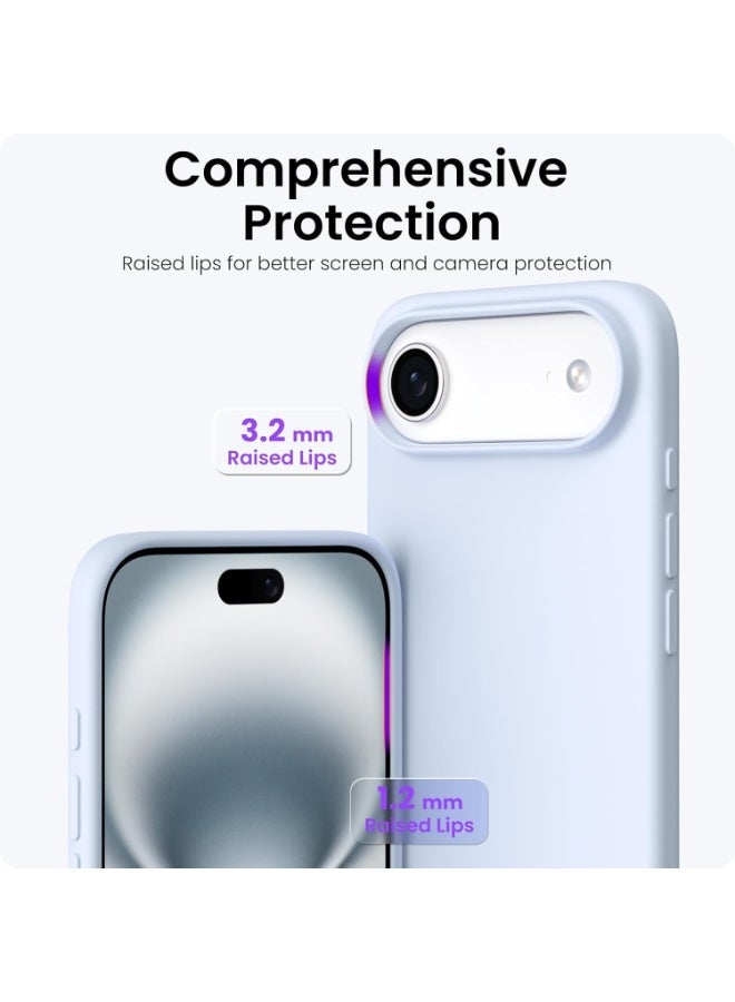 أكاليكس جراب سيليكون متوافق مع iPhone 17 Air، جراب هاتف سيليكون سائل رفيع مع مصد مطاطي ناعم مقاوم للصدمات مكون من 3 طبقات مع بطانة من مادة TPU (أزرق سماوي) - Image 5