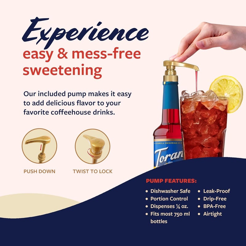 Torani Sugar Free Strawberry Syrup with Pump - Zero-Calorie Flavoring for Drinks, 25.4 Oz - Image 5