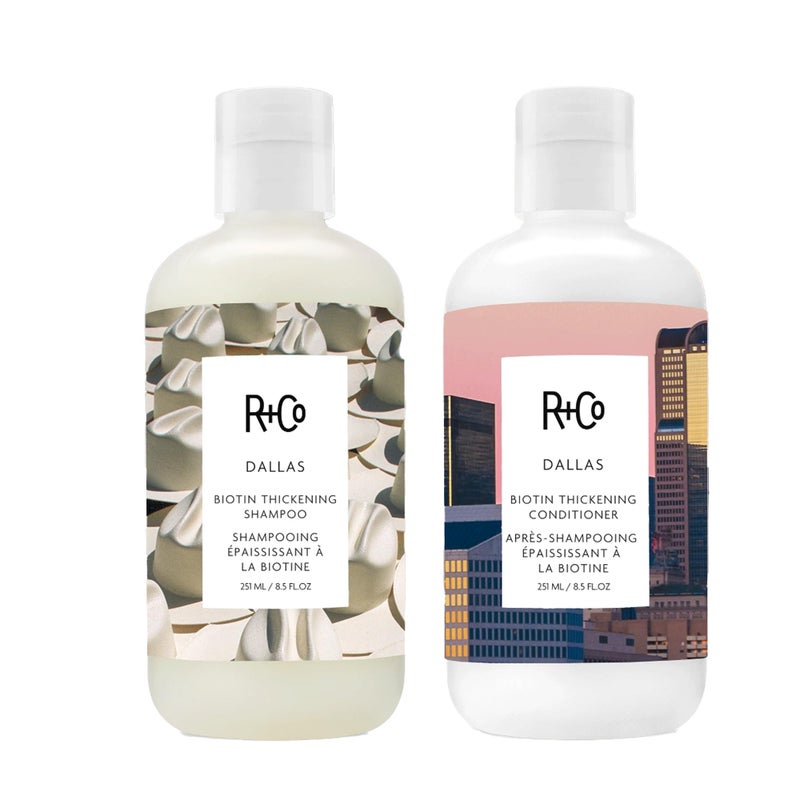 RCo Dallas Biotin Hair Thickening Shampoo and Conditioner Set 85 Oz Deluxe Sample 5 Oz For Hair Growth SulfateFree Vegan CrueltyFree