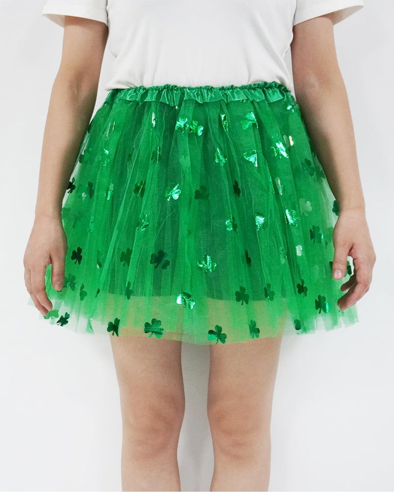 WINROLA Adult Women St. Patrickâ€™s Day Green Tutu Skirt Teens Shamrock Tulle Tutu Dress-Up Irish Party Clover Tutu Costumes - Image 2