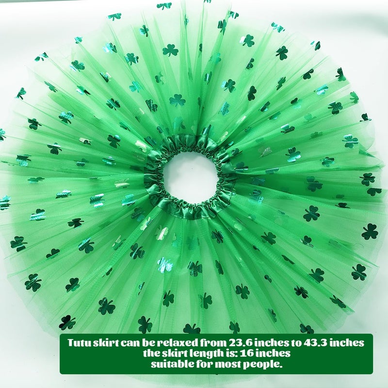 WINROLA Adult Women St. Patrickâ€™s Day Green Tutu Skirt Teens Shamrock Tulle Tutu Dress-Up Irish Party Clover Tutu Costumes - Image 4