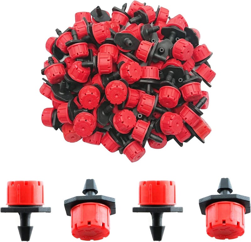 BEADNOVA Drip Irrigation Emitters 50 Pcs Irrigation Drippers 360 Degree System Emitters Sprinklers Drippers for Drip 14 Inch Tube Gardening Red - Image 1