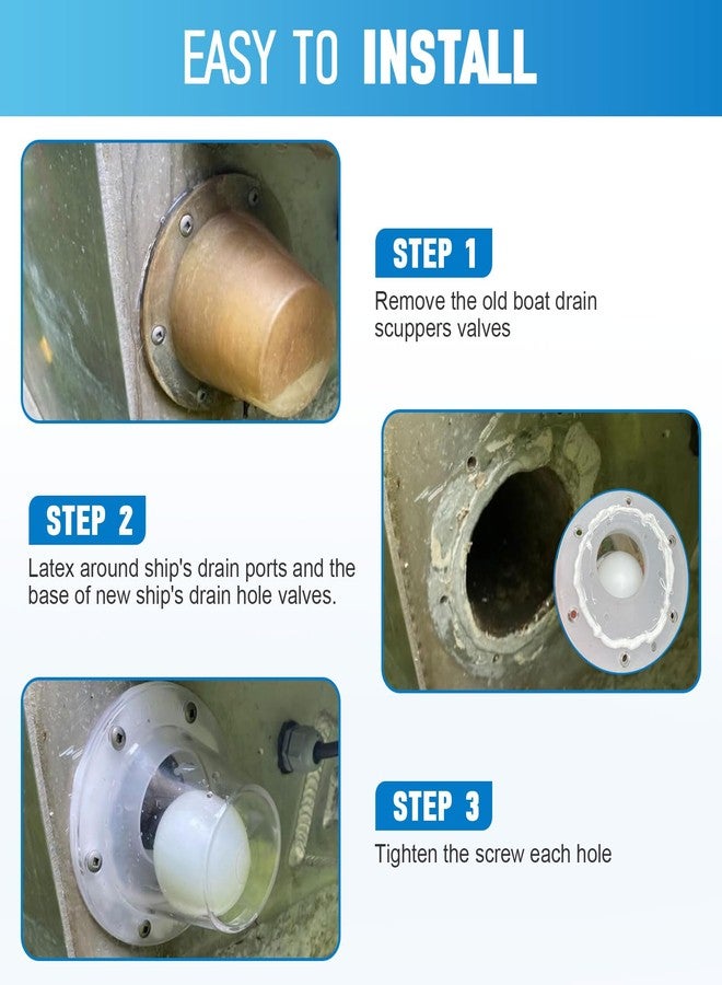 Tobaiwind Boat Self-Bailing Ball Scupper Valve Fits Over 1-1/8" Motorwell Tubes - Boat Ball Scupper Valve Positive Sealing Ball Drain Replaces Worn Out Flapper Scupper, Water Resistance Scupper Drain Valve - Image 4