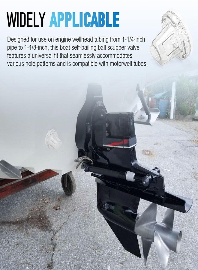 Tobaiwind Boat Self-Bailing Ball Scupper Valve Fits Over 1-1/8" Motorwell Tubes - Boat Ball Scupper Valve Positive Sealing Ball Drain Replaces Worn Out Flapper Scupper, Water Resistance Scupper Drain Valve - Image 2