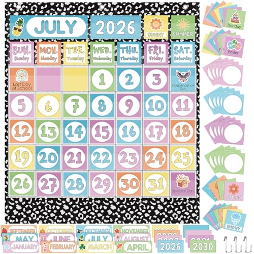 Sinload Classroom Calendar Pocket Chart Set Calendar Bulletin Board Set Seasons Festival Weather Pocket Chart for Classroom Decoration Back to School SuppliesClassicBlack White - Image 1