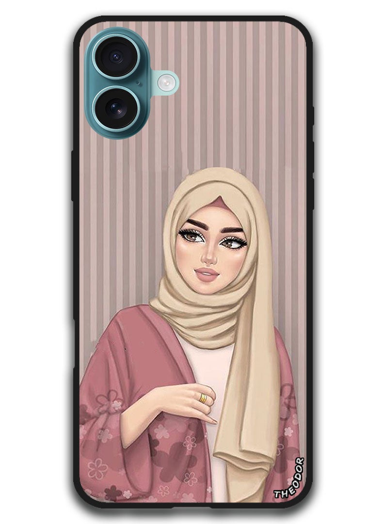 Theodor غطاء واقي مضاد للخدش ومقاوم للصدمات لجهاز آيفون 16 بلس (6.7) إنش - فتاة الحجاب 1 - Image 1