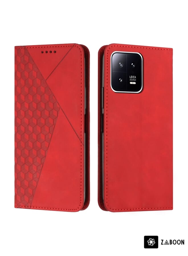 Zaboon Protective Case For Xiaomi 13 Pro Diamond Splicing Skin Feel Magnetic Leather - Image 1