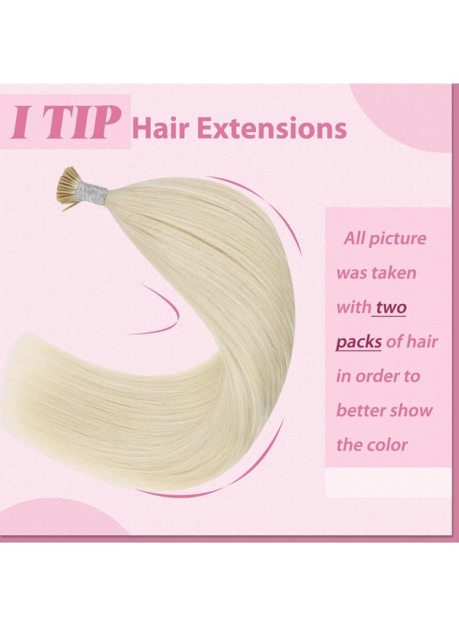 YoungSee Itip Human Hair Extensions Blonde 18In I Tips Hair Extensions Platinum Blonde Hair Extension I Tip Blond 60s 50g Tip Hair Extension Human Hair Pre Bonded Hair Extension - Image 2