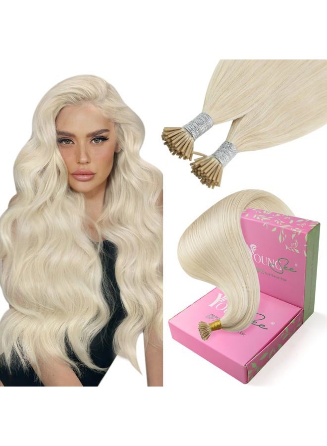 YoungSee Itip Human Hair Extensions Blonde 18In I Tips Hair Extensions Platinum Blonde Hair Extension I Tip Blond 60s 50g Tip Hair Extension Human Hair Pre Bonded Hair Extension - Image 1