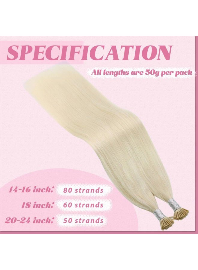 YoungSee Itip Human Hair Extensions Blonde 18In I Tips Hair Extensions Platinum Blonde Hair Extension I Tip Blond 60s 50g Tip Hair Extension Human Hair Pre Bonded Hair Extension - Image 5