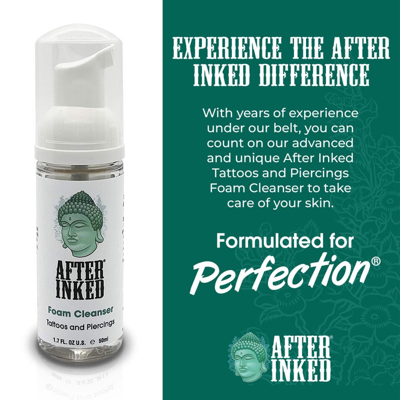 After Inked منظف رغوي للعناية بعد الوشم والثقب - صابون غسيل عالي الجودة للوشوم والتعديلات الجسدية والثقوب بما في ذلك الأذن والأنف وسرة البطن زجاجة رغوة، 1.7 أونصة - Image 5