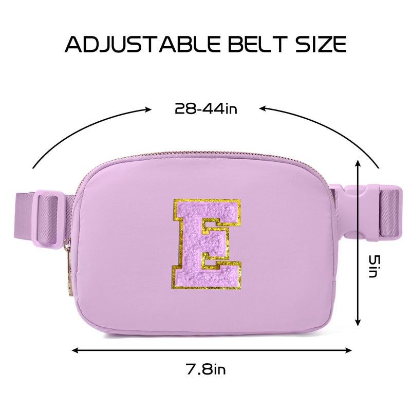 Gitus Gifts for 8 9 10 11 12 Year Old Girls Belt Bag Fanny Pack Crossbody Bags with Initial Letter Patch Cute Stuff Birthday Gifts for Teen Girls Women Personalized Trend Stuff (Lavender-E) - Image 3