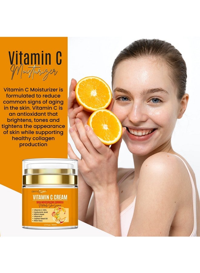 dermaxgen Vitamin C Moisturizing Cream - Organic Glowing Skin Anti-Aging, Rejuvenating, Boosting Collagen Hydrating for Dull, Dry & Sensitive & Oily Skin - 1.7 FL OZ. - Image 4
