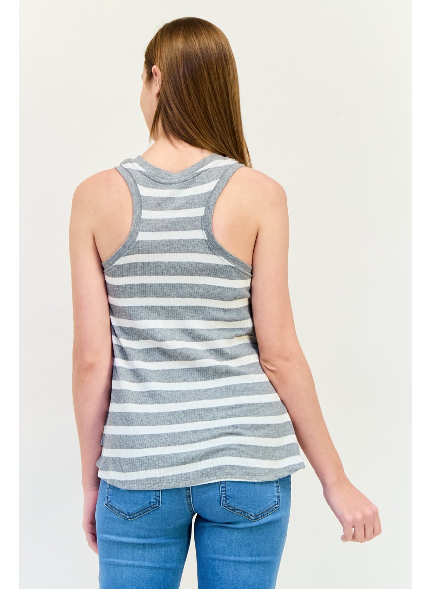 Eddie Bauer Women Scoop Neck Stripe Tank Top, Multicolor  - Image 3