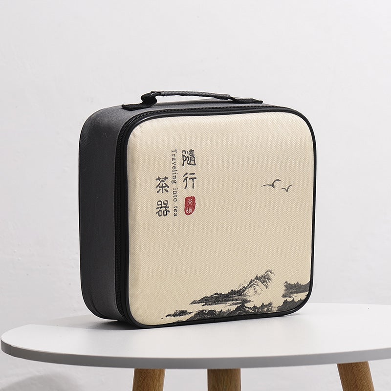 Simple Household Portable Case Outdoor Storage Side-Hold Japanese-Style Ceramic Teapot Tea Art Travel Kung Fu Tea Set Small Set - Image 4