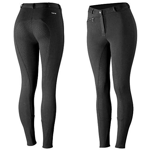 HORZE Active Women's Horse Riding Silicone Grip Full Seat Breeches | Midrise Waist with Front Pocket - Black - 26 - Image 2