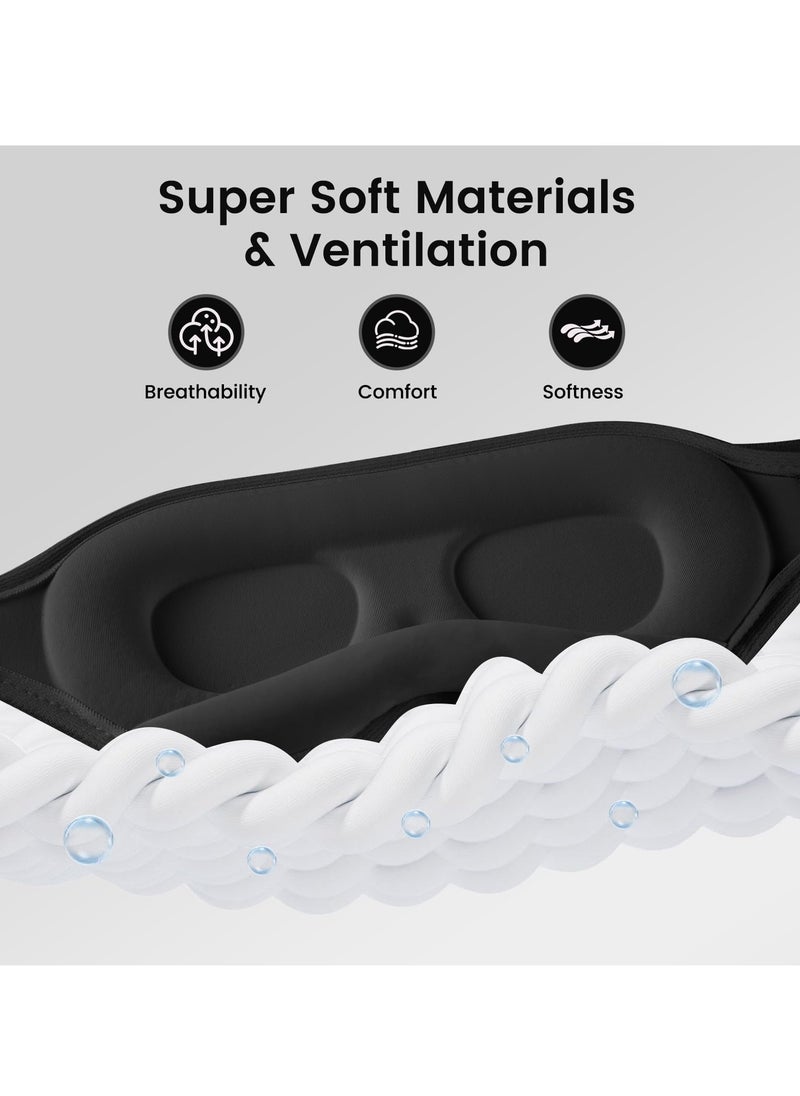 KHAJUL Sleep Eye Mask for Men and Women - Perfect Blackout 3D Eye Mask for Calm Sleep | 100% Blackout Nose Bridge Design | Soft and Comfortable Eyeshadow Cover for Travel, Yoga, Napping - Black  - Image 3