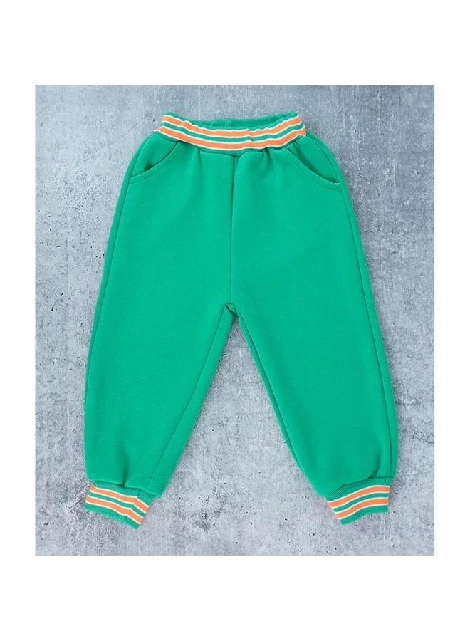 LITTLE SURPRISE BOX 3pcs Green & Orange Varsity Jacket with matching Tracks for toddler and Kids