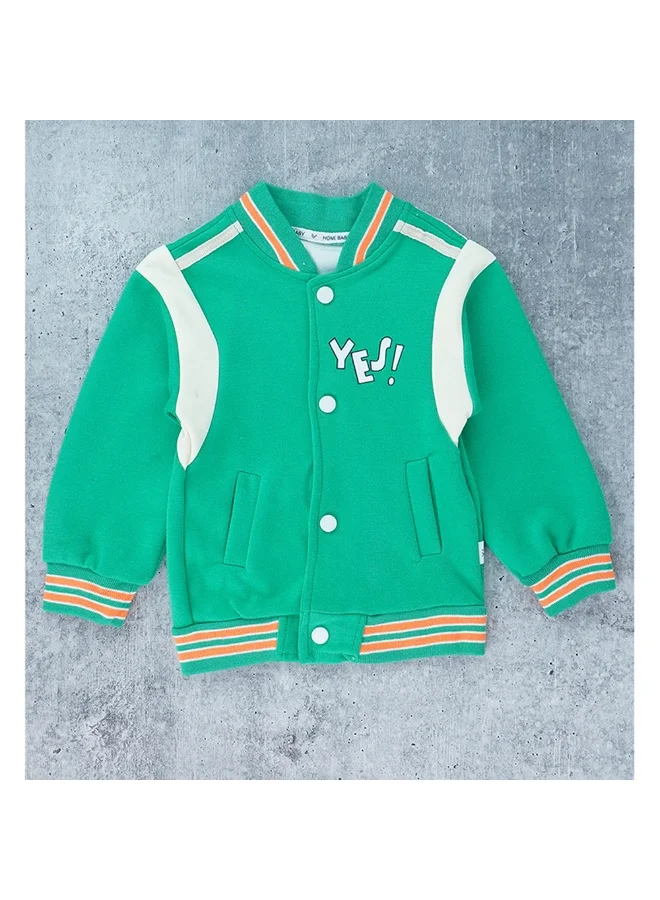 LITTLE SURPRISE BOX 3pcs Green & Orange Varsity Jacket with matching Tracks for toddler and Kids