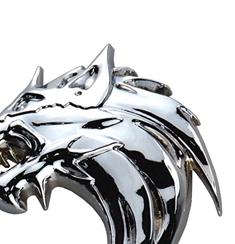 EmbRoom 2Pcs Wolf Head 3D Metal Car Side Fender Rear Trunk Emblem Badge Sticker Decals for Mustang Chevrolet (Chrome) - Image 3