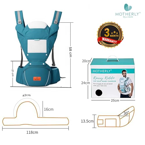 Motherly Embrace Baby Carrier with Detachable Hip Seat – English Blue | 6-in-1 Adjustable Hands-Free Carrier for 0 to 2 Year Baby | Infant & Toddler Carrier with Head Shield & Buckle Straps - Image 2