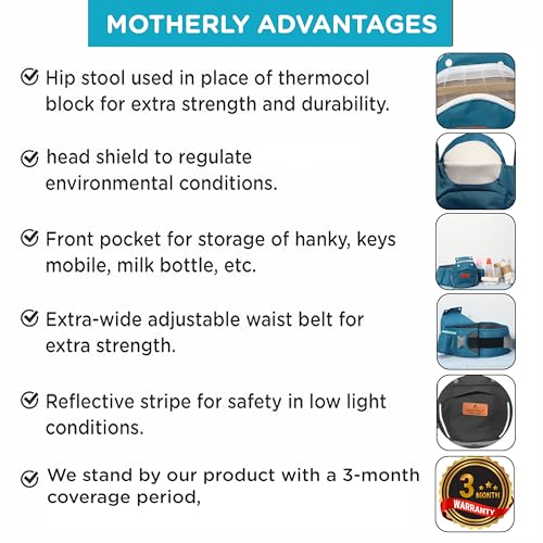Motherly Embrace Baby Carrier with Detachable Hip Seat – English Blue | 6-in-1 Adjustable Hands-Free Carrier for 0 to 2 Year Baby | Infant & Toddler Carrier with Head Shield & Buckle Straps - Image 4