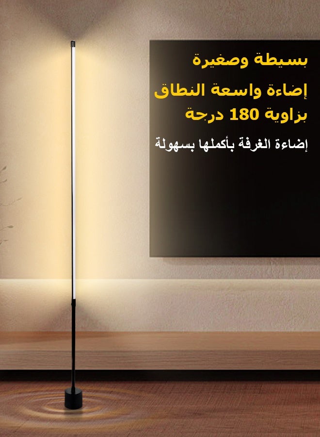 مصباح زاوية LED بتحكم عن بعد، مصباح أرضي لغرفة المعيشة، غرفة النوم، المكتب، القراءة، الدراسة، مصباح قائم بثلاث درجات حرارة لونية قابلة للتعتيم (قابل للفصل)، أسود، 8×8×140 سم - Image 2
