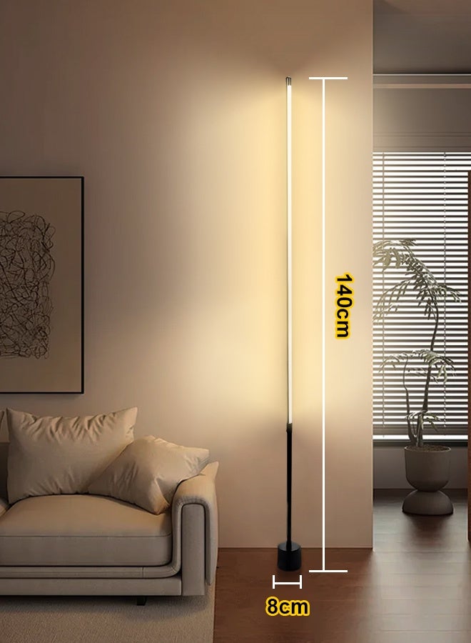 مصباح زاوية LED بتحكم عن بعد، مصباح أرضي لغرفة المعيشة، غرفة النوم، المكتب، القراءة، الدراسة، مصباح قائم بثلاث درجات حرارة لونية قابلة للتعتيم (قابل للفصل)، أسود، 8×8×140 سم - Image 5